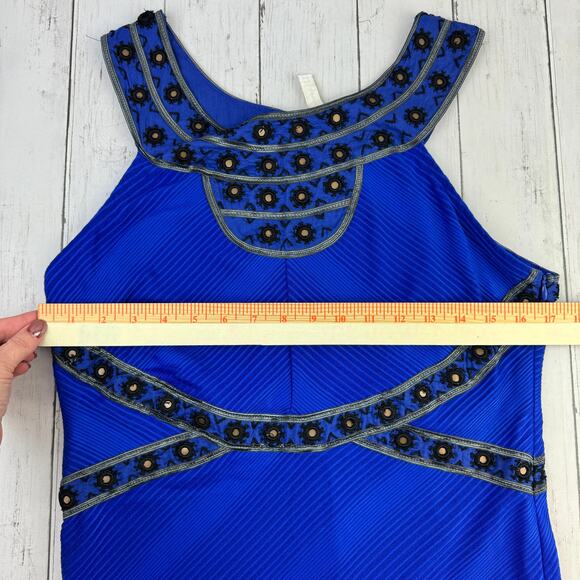 Free People Blue/Black Mirrored Nefertiti Bodycon Mini Dress Size Large Party - Picture 11 of 14
